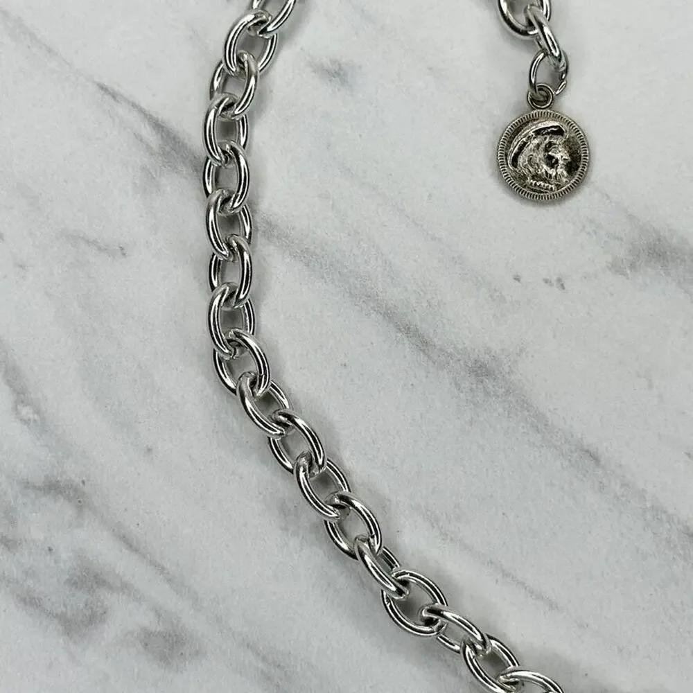 Silver Tone Chain Belt Coin Charm Y2K Festival Style Extra Small/Small ✨
